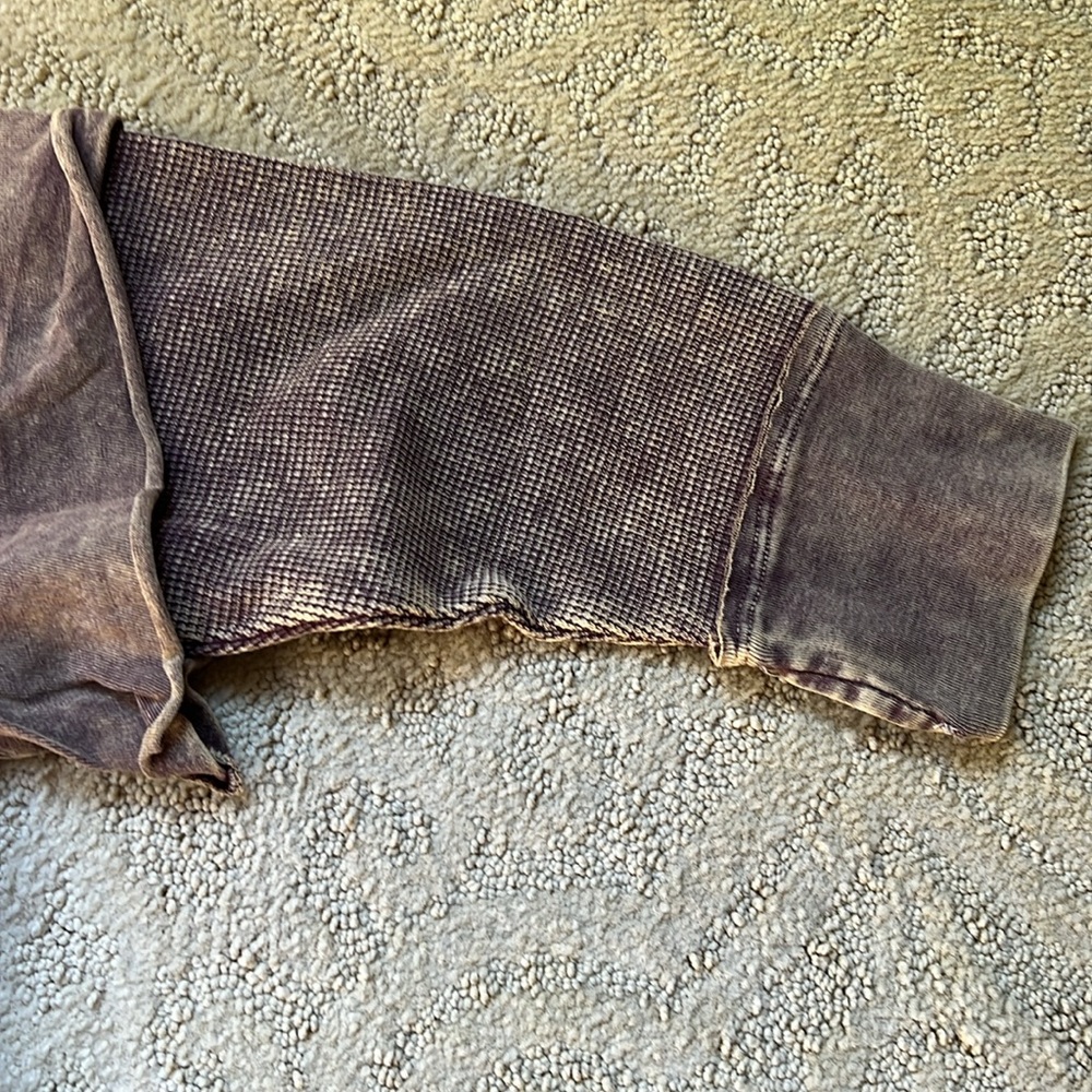 We the Free People Wine Purple & SOFT BROWN ACID wash Sleeve Seamed Boxy - Picture 9 of 17